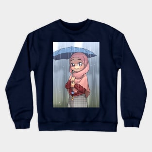 Hijab Girl under the rain Crewneck Sweatshirt